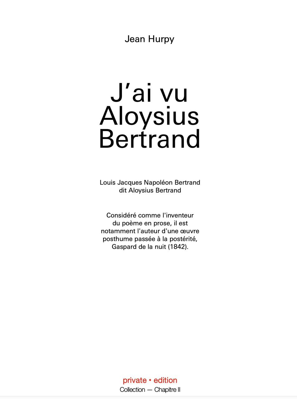 J'ai vu Aloysius Bertrand - couverture
